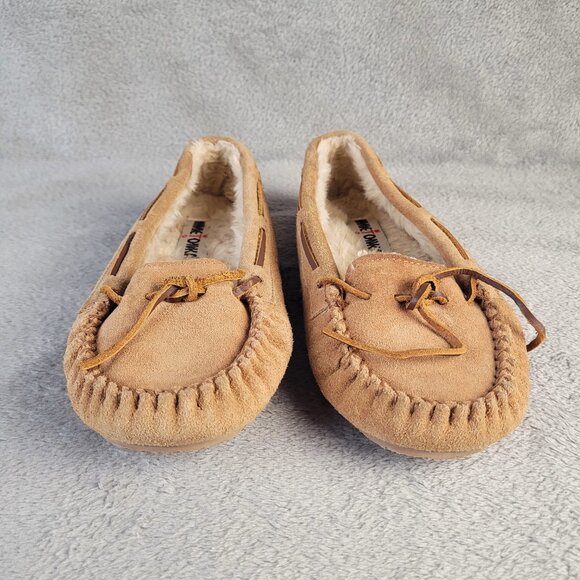 Minnetonka Women's Cally Slippers 4011 Size 8 Hard Sole Slip On Faux Fur Casual - Picture 4 of 11